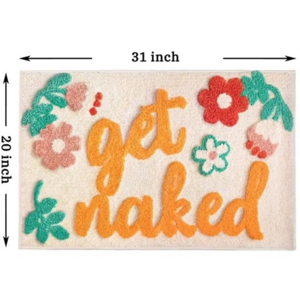 Get Naked Bath Mat, Bathroom Soft Microfiber Rug Non-Slip Machine Washable